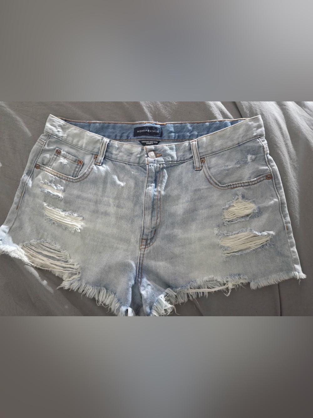 Aeropostale Light Wash Distressed Denim Cutoff Shorts